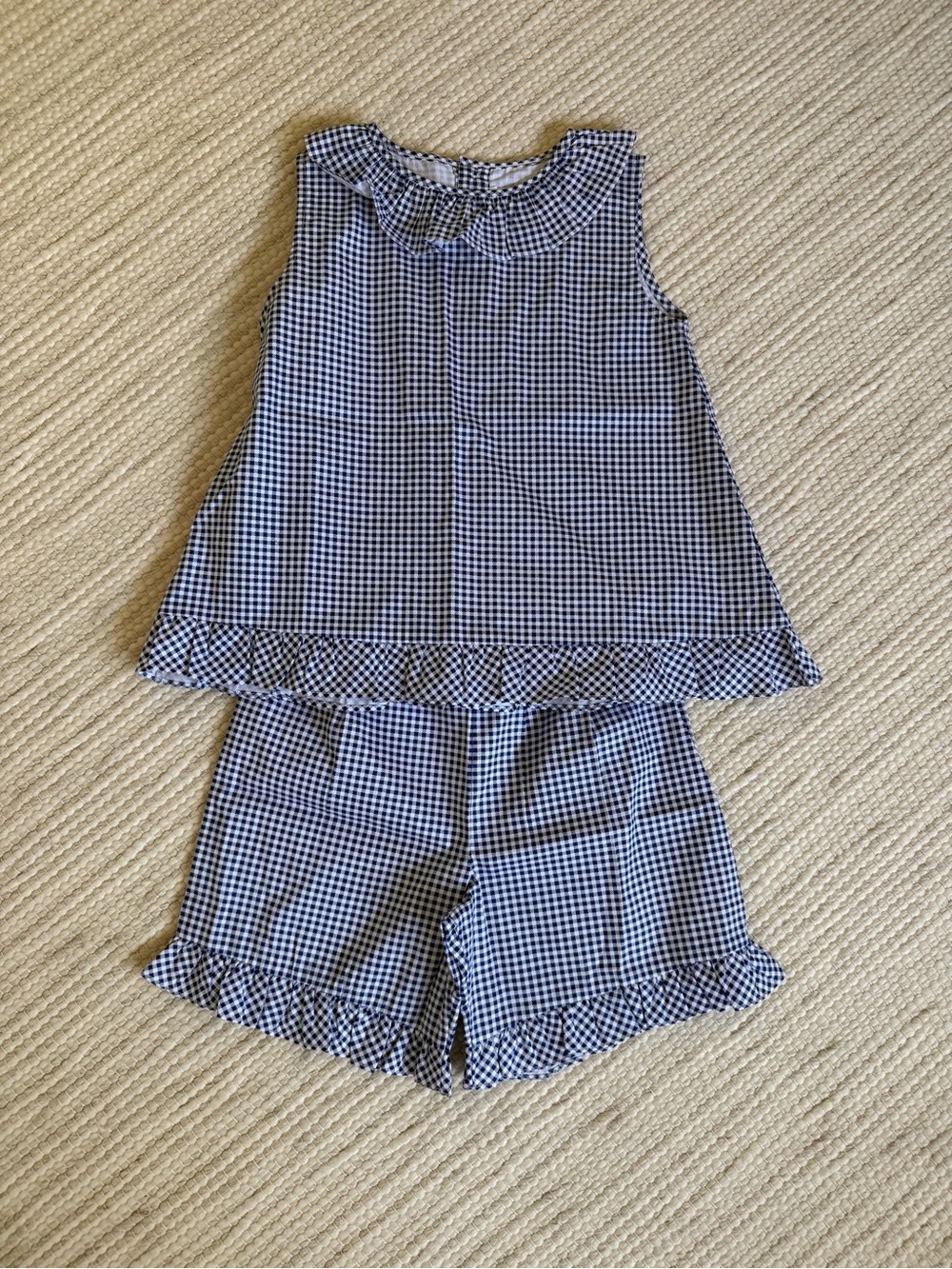 Rachel Riley Blue Gingham Ruffle Set